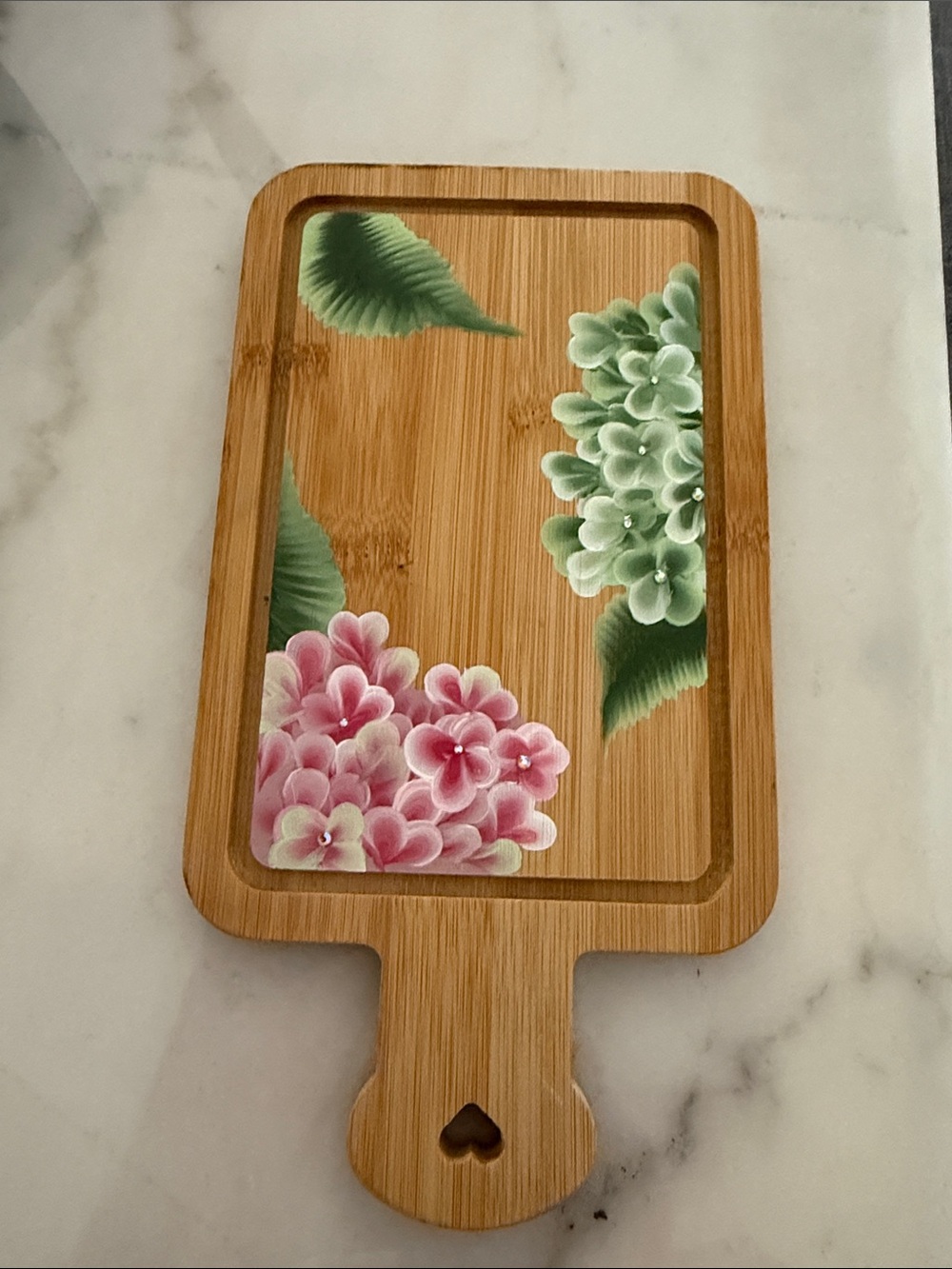Handpainted Decorative Wood Cutting Board Small Floral Cottagecore Kitchen Decor